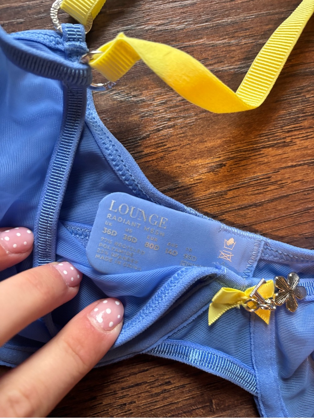 Lingerie Blue Mesh Bra with Yellow Straps - Picture 2 of 3